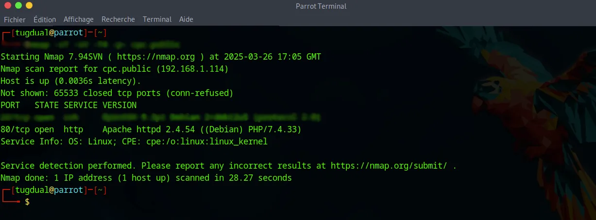Résultat du scan Nmap